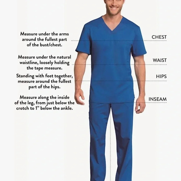 Cherokee Men's Polo Scrub Top, Modern Sporty V-Neck with Breathable Mesh Fabric - Picture 7 of 8